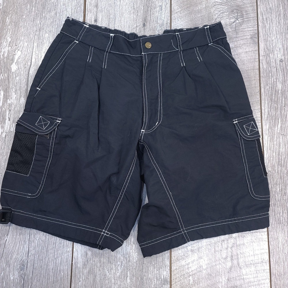 Louis Garneau Cycling Cargo Shorts Mens Medium Black Contrast Stitch Pockets